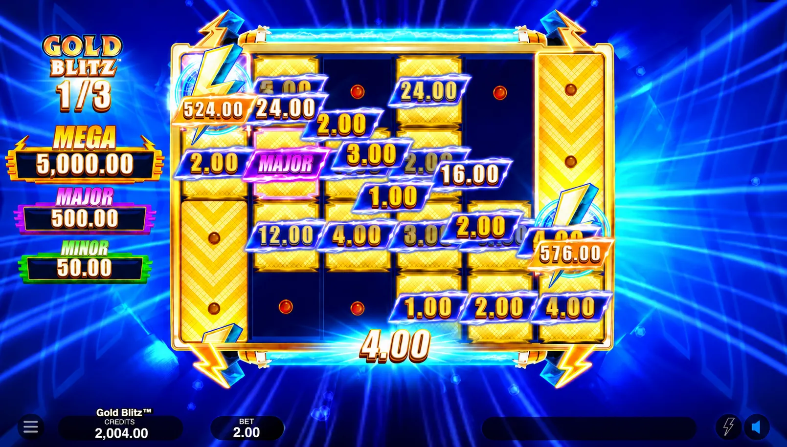 Collect symbols and three fixed jackpots in Gold Blitz slot Collect symbols and three fixed jackpots in Gold Blitz